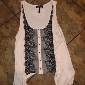 Cotton/lace tank top